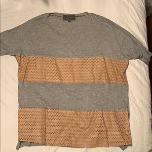Anthropologie grey and tan slouchy shirt
